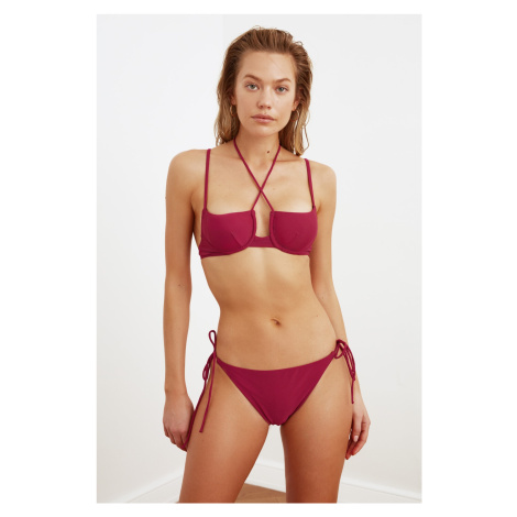 Trendyol Claret Red Bikini Bottoms With Tie Detailed