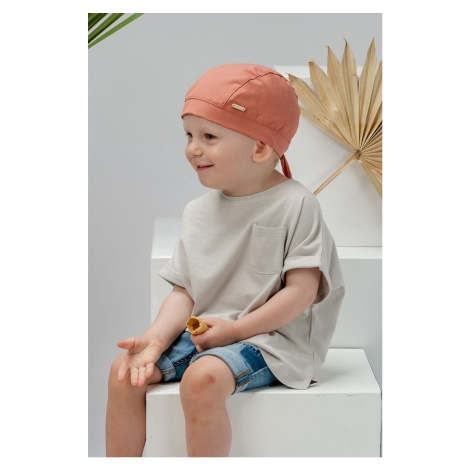 Detská čiapka Jamiks ružová farba biela, z tenkej pleteniny,