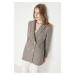 Trendyol Brown Regular Lined Double Breasted Closure Striped Woven Blazer Jacket