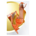 Oranžové kožené sandále na hrubom podpätku 2-28224