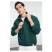 Trendyol Emerald Oversize/Wide Cut Stand Collar Zippered Labeled Inside Polar Fleece Sweatshirt