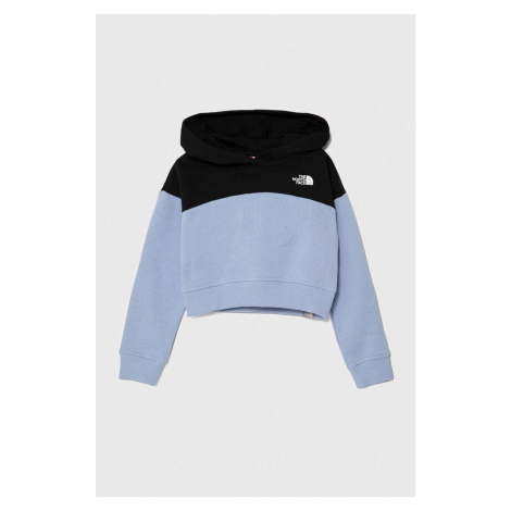 Detská bavlnená mikina The North Face G DREW PEAK CROP P/O HOODIE s kapucňou, jednofarebná