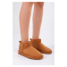 Shoeberry Women's Upps Camel Feather Short Suede Flat Boots