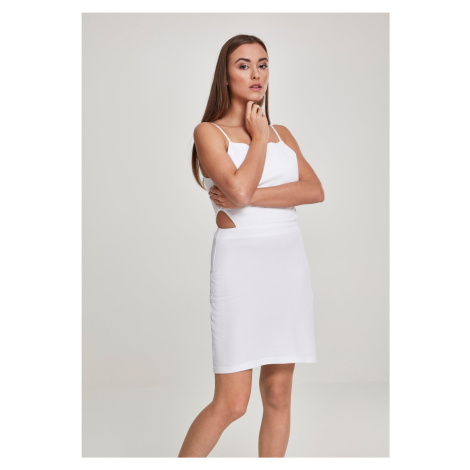 Women's short spaghetti pique dress white