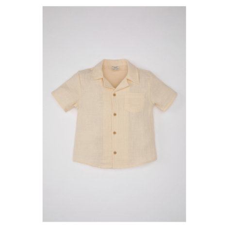 DEFACTO Baby Boy Open Collar Muslin Short Sleeve Shirt