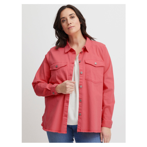 Ružová dámska džínsová košeľová bunda Fransa