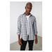 Trendyol Anthracite Men's Plaid ButtonEd Shirt Collar Slim Fit Shirt