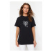 Trendyol Black Premium 100% Cotton Spider Web Printed Oversize/Wide Fit Knitted T-Shirt