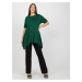 Dark green monochrome blouse of larger size with short sleeves