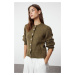 Trendyol Khaki Soft Textured Jewel Buttoned Knitwear Cardigan