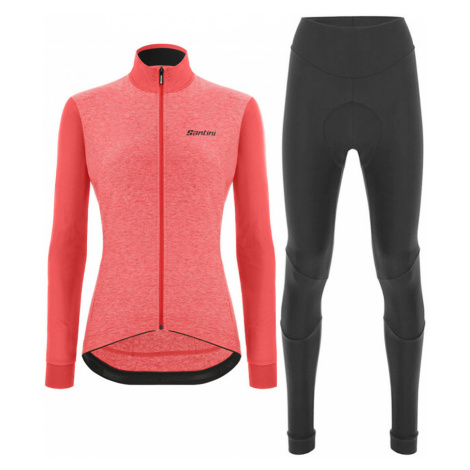 SANTINI Cyklistický zimný dres a nohavice - COLORE PURO LADY WNT - ružová/čierna