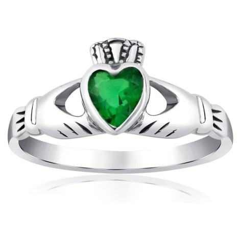 Strieborný prsteň Claddagh so zeleným zirkónom Silvego