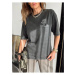 Laluvia Anthracite See You Letter Washed T-shirt