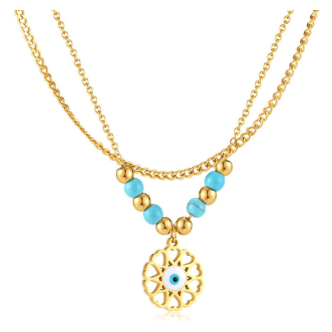 Dámsky set náhrdelníkov z chirurgickej ocele Modré oko Zlatý