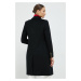 Vlnený kabát Lauren Ralph Lauren čierna farba, prechodný,