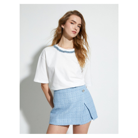 Koton Tweed Shorts Skirt Mini Normal Waist