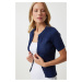 Happiness İstanbul Women's Navy Blue Openwork Seasonal Knitwear Cardigan