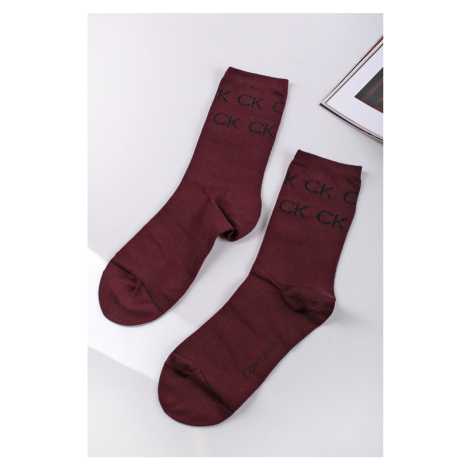 Dámske bordové ponožky v darčekovom balení CK Women Lurex Logo Calvin Klein