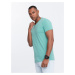 Ombre Men's BASIC classic cotton T-shirt with a v-neck - turquoise