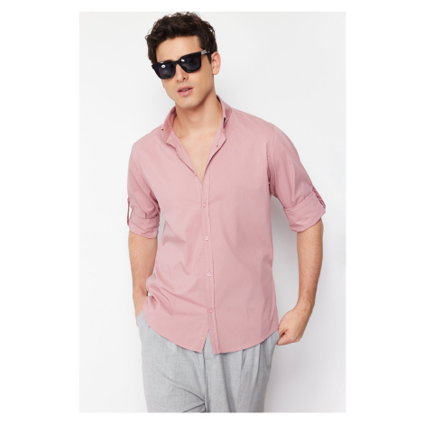 Trendyol Dusty Rose Slim Fit Shirt with Epaulets on Sleeves