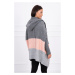 Tri-color hooded sweater graphite+powder pink+grey