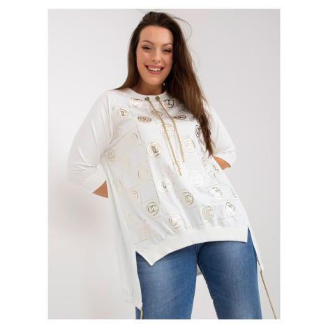 White cotton blouse of larger size with motif