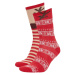 DEFACTO Women's Christmas Themed Cotton 2-Piece Long Socks