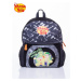 Gray school backpack with Phineas and Ferb theme