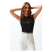 Trendyol Black Crop Transparent Detailed Knitwear Blouse