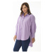 Şans Women's Plus Size Lilac Shirt With Buttons In The Back Long Shirt