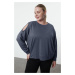 Trendyol Curve Grey Crew Neck Knitted Sweatshirt