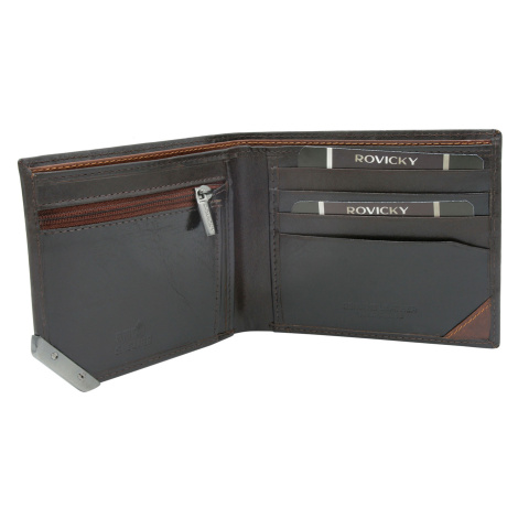 Dark brown and brown men's wallet with silver accent