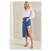 Bianco Lucci Women's Open Side Long Denim Skirt