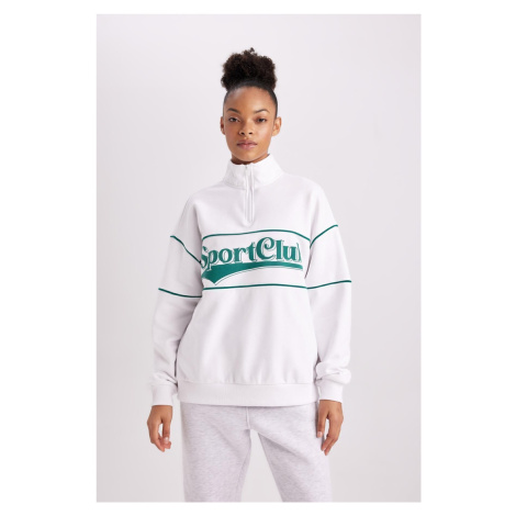 DEFACTO Fit Oversize Fit Printed Hooded Thick Sports Sweatshirt