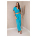Jumpsuit with decorative belt at the waist turquoise