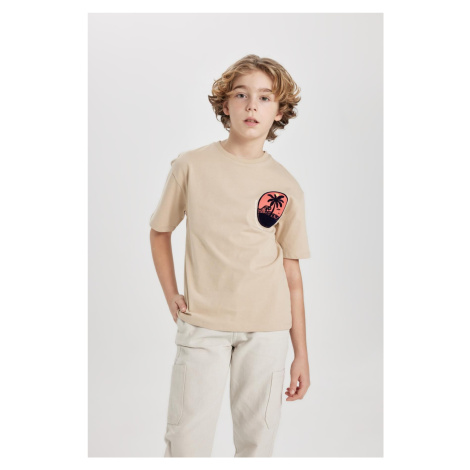 DEFACTO Boy Oversize Wide Fit Crew Neck Printed Short Sleeve T-Shirt