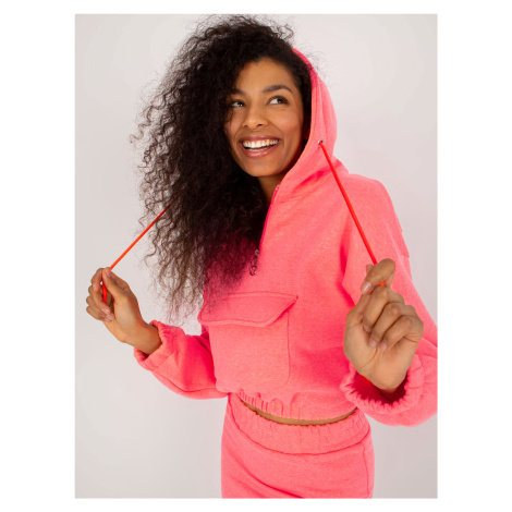 Fluo pink basic tracksuit with short sweatshirt Emilie