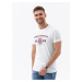 Ombre T-shirt męski z nadrukiem w stylu college – biały