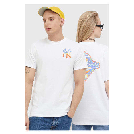 Bavlnené tričko 47brand MLB New York Yankees biela farba, s potlačou 47 Brand
