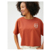 Koton Crop Tričko s potlačou, krátkym rukávom a okrúhlym výstrihom, bavlna