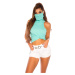 Trendy turtle neck top with integrated mask white Einheitsgroesse