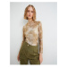 Koton Metallic Shiny Tulle T-Shirt Long Sleeve High Collar