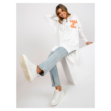 White-orange oversized zip-up hoodie