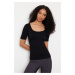 Trendyol Black Seamless Extra Stretchy Square Neck Knitted Sports Top/Blouse