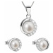 Evolution Group Luxusná strieborná súprava s pravými perlami Pavona (náušnice, retiazka, príveso