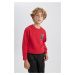 DEFACTO Boy Red Hooded Atatürk Printed Sweatshirt