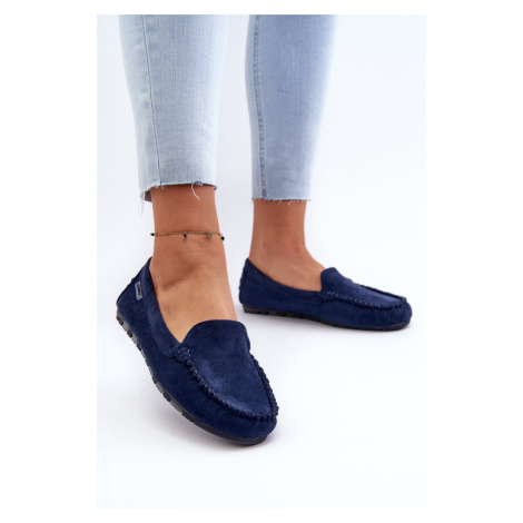 Women's eco suede loafers, dark blue Amrutia