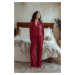 Trendyol Burgundy Rose Accessory Detailed Viscose Woven Pajama Set