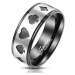 Prsteň z ocele v čierno-striebornom odtieni - symboly hracích kariet v pokery, 8 mm - Veľkosť: 7