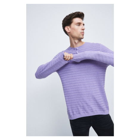 Bavlnený sveter Medicine pánsky, fialová farba, tenký,